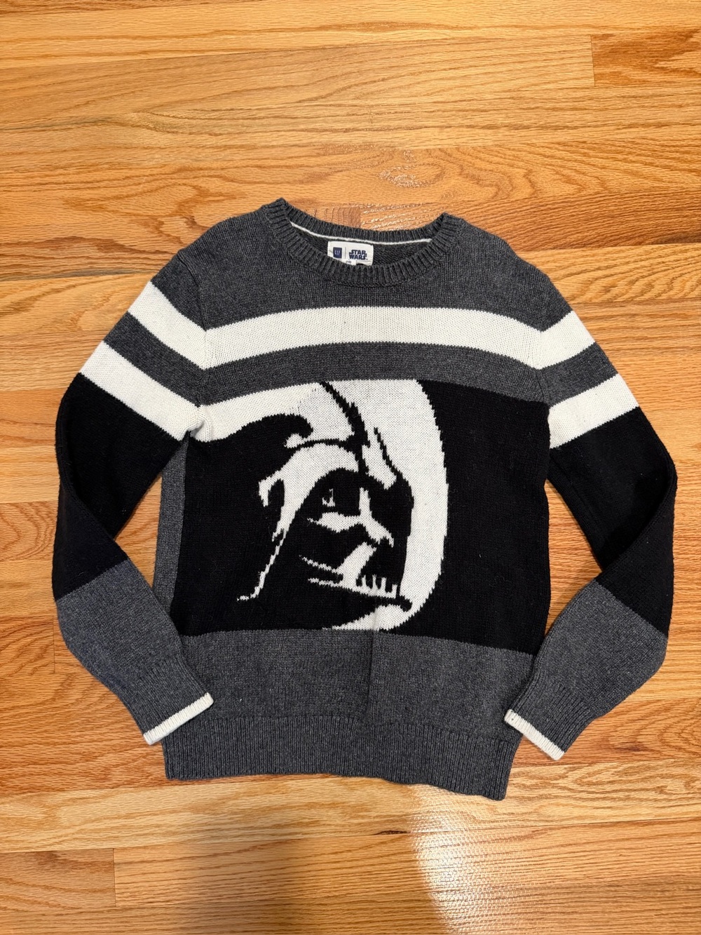 Gap x Star Wars Boys Darth Vader Sweater Size L 10-11 Gray Black Wool Blend